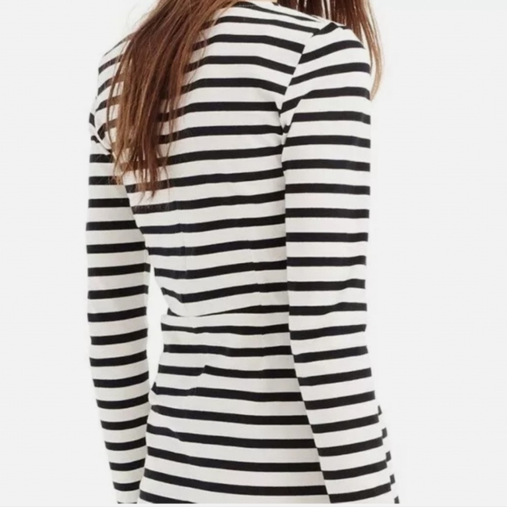 J. Crew Breton Nautical Black and White Stripe Midi Bodycon Shift Dress sz 10 - Picture 3 of 9